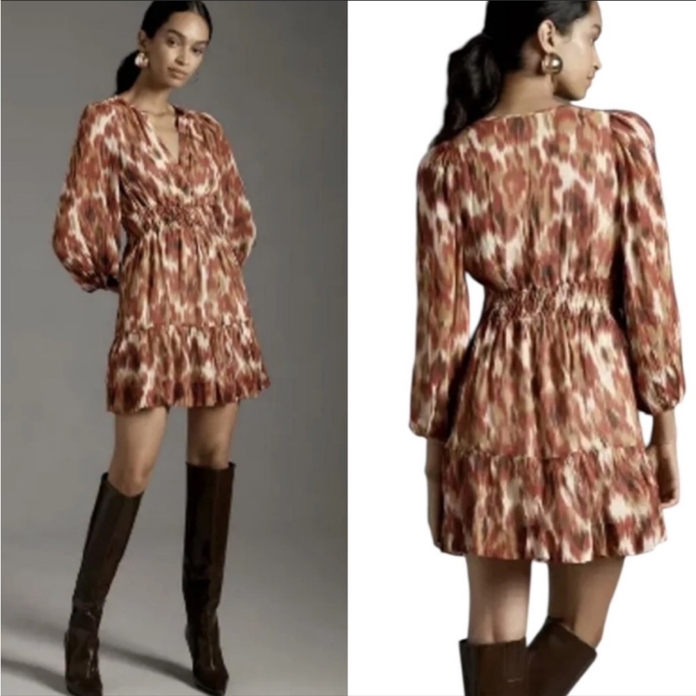 Anthropologie patterned flowy dress XS great condition